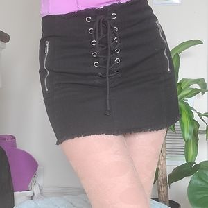 distressed black denim corset skirt sz small